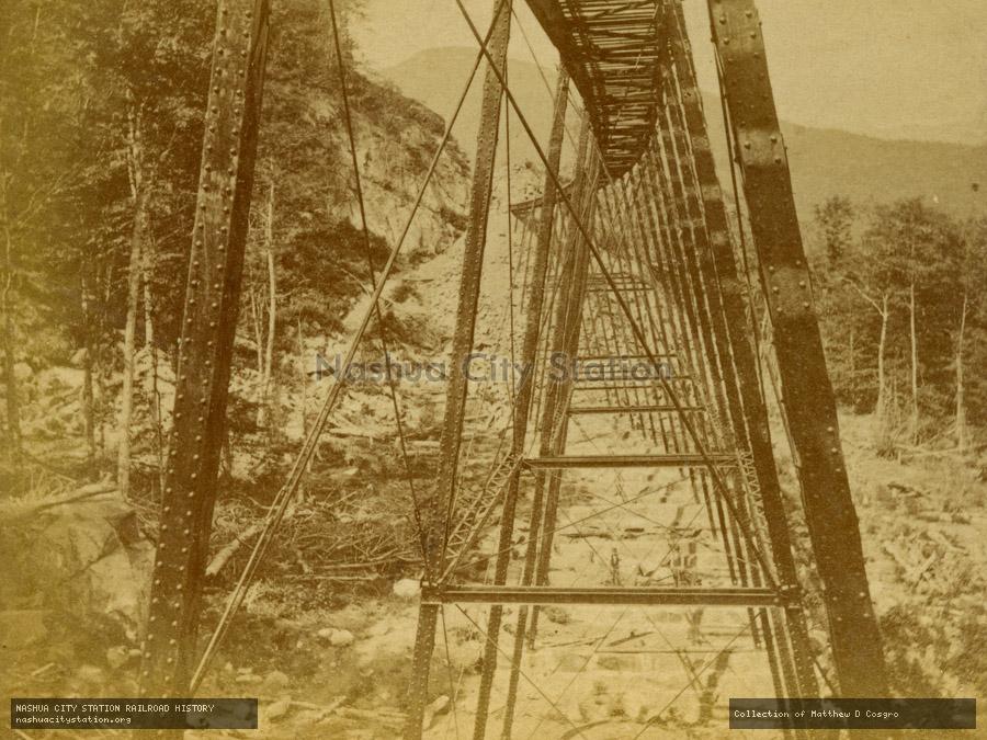 Stereoview: Frankenstein Trestle, Portland & Ogdensburg Railroad, Crawford Notch, New Hampshire